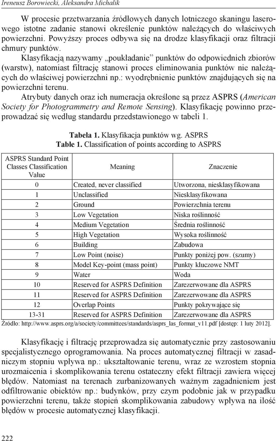 Klasyfikacj nazywamy pouk adanie punktów do odpowiednich zbiorów (warstw), natomiast filtracj stanowi proces eliminowania punktów nie nale cych do w a ciwej powierzchni np.