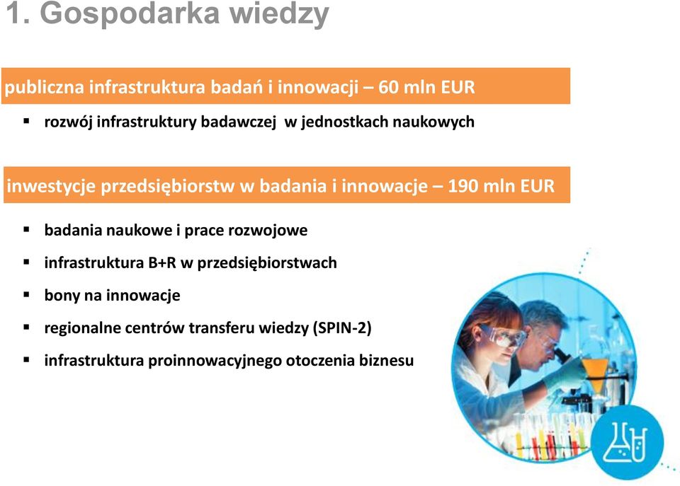 innowacje 190 mln EUR badania naukowe i prace rozwojowe infrastruktura B+R w