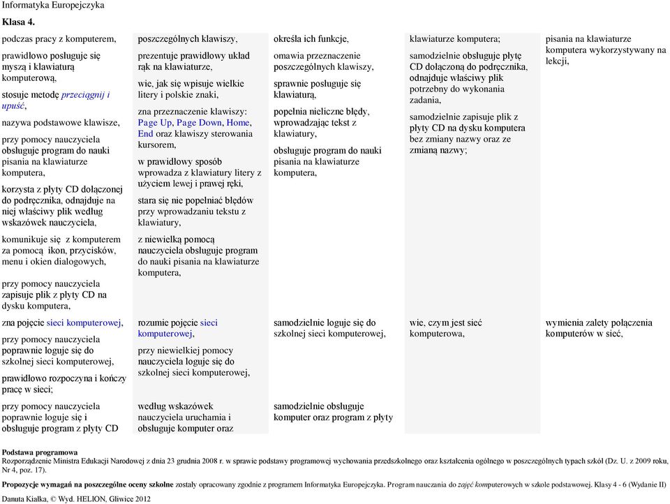 jak się wpisuje wielkie litery i polskie znaki, zna przeznaczenie klawiszy: Page Up, Page Down, Home, End oraz klawiszy sterowania kursorem, w prawidłowy sposób wprowadza z klawiatury litery z