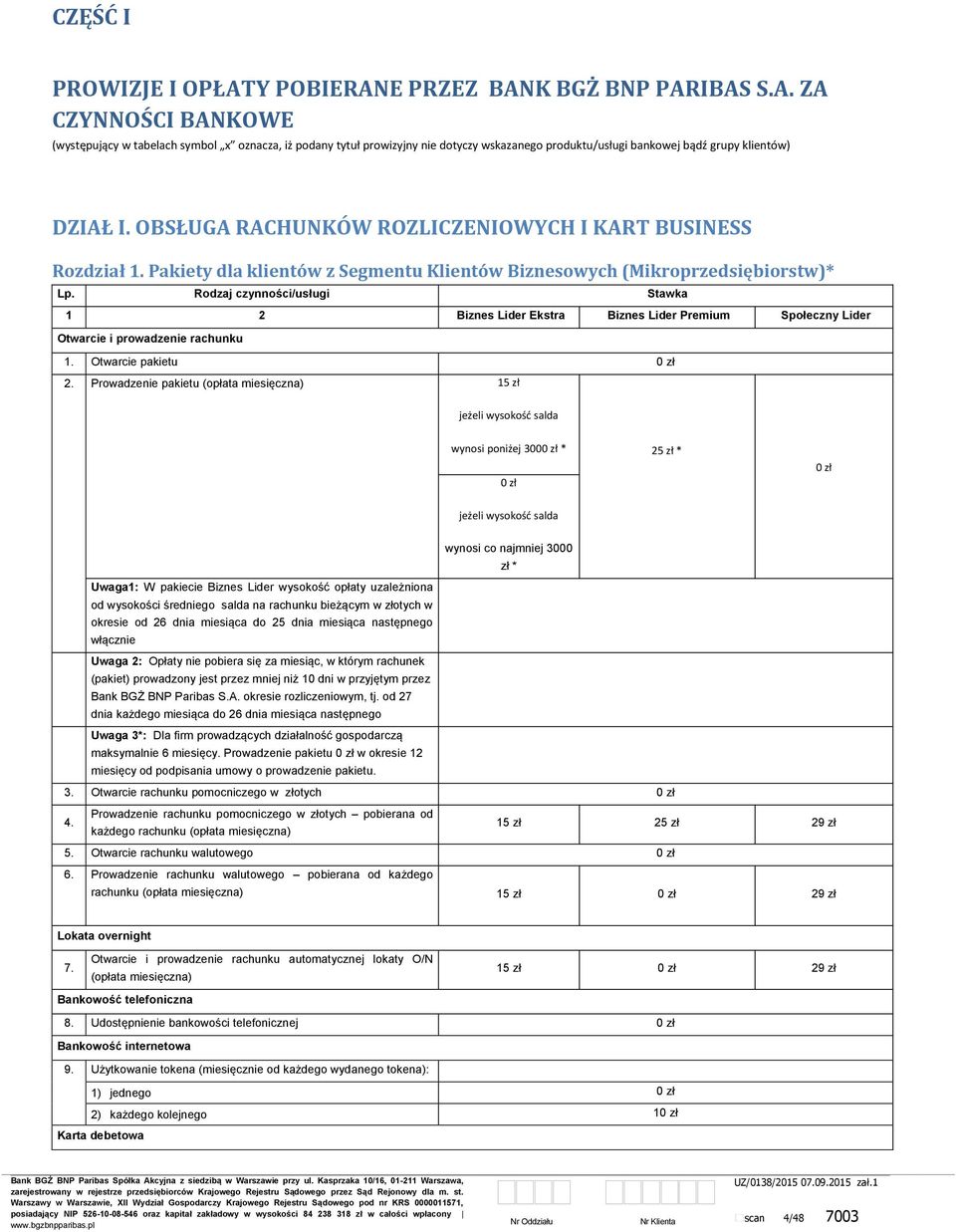 Pakiety dla klientów z Segmentu Klientów Biznesowych (Mikroprzedsiębiorstw)* 1 2 Biznes Lider Ekstra Biznes Lider Premium Społeczny Lider Otwarcie i prowadzenie rachunku 1. Otwarcie pakietu 2.