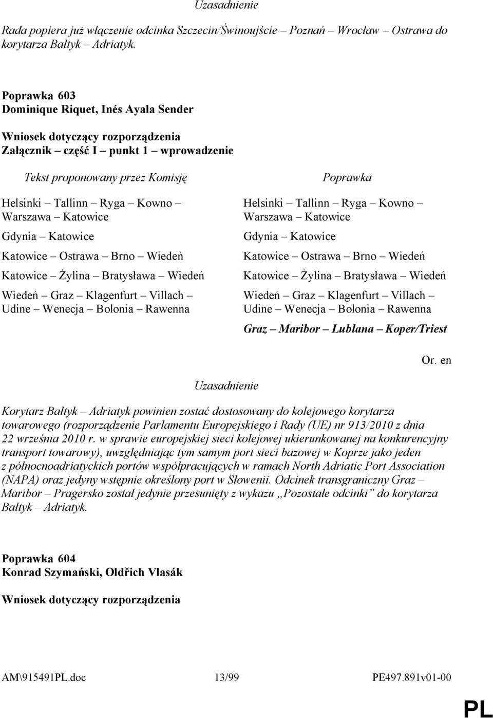 Bratysława Wiedeń Wiedeń Graz Klagenfurt Villach Udine Wenecja Bolonia Rawenna Poprawka Helsinki Tallinn Ryga Kowno Warszawa Katowice Gdynia Katowice Katowice Ostrawa Brno Wiedeń Katowice Żylina
