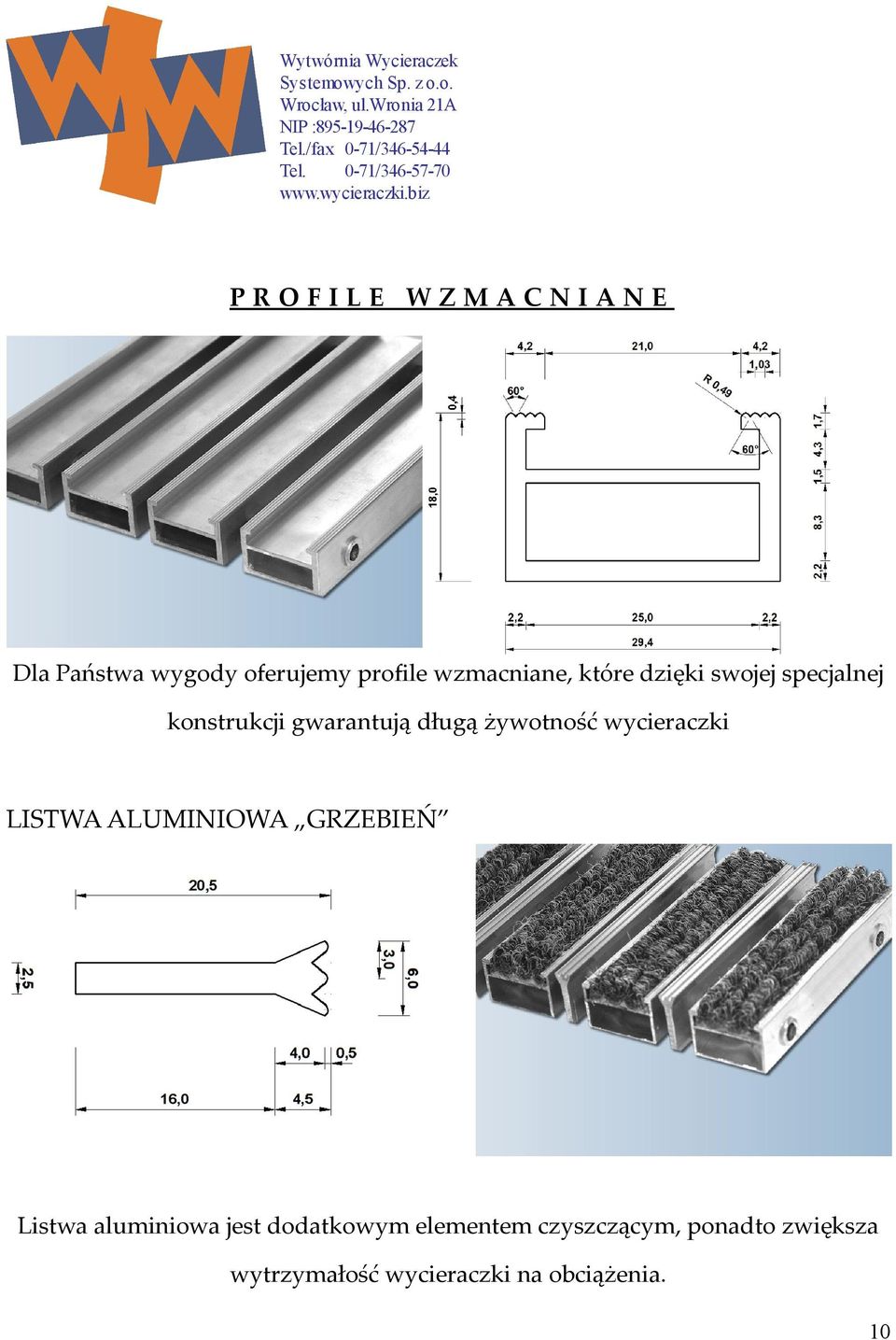 żywotność wycieraczki LISTWA ALUMINIOWA GRZEBIEŃ Listwa aluminiowa jest