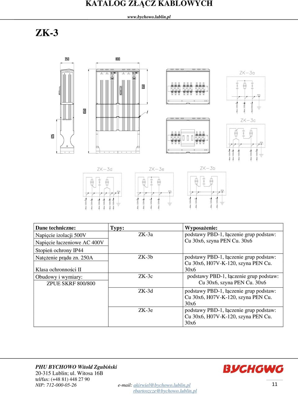30x6 ZK-3c podstawy PBD-1, łączenie grup podstaw: ZPUE SKRF 800/800 Cu 30x6, szyna PEN Cu.