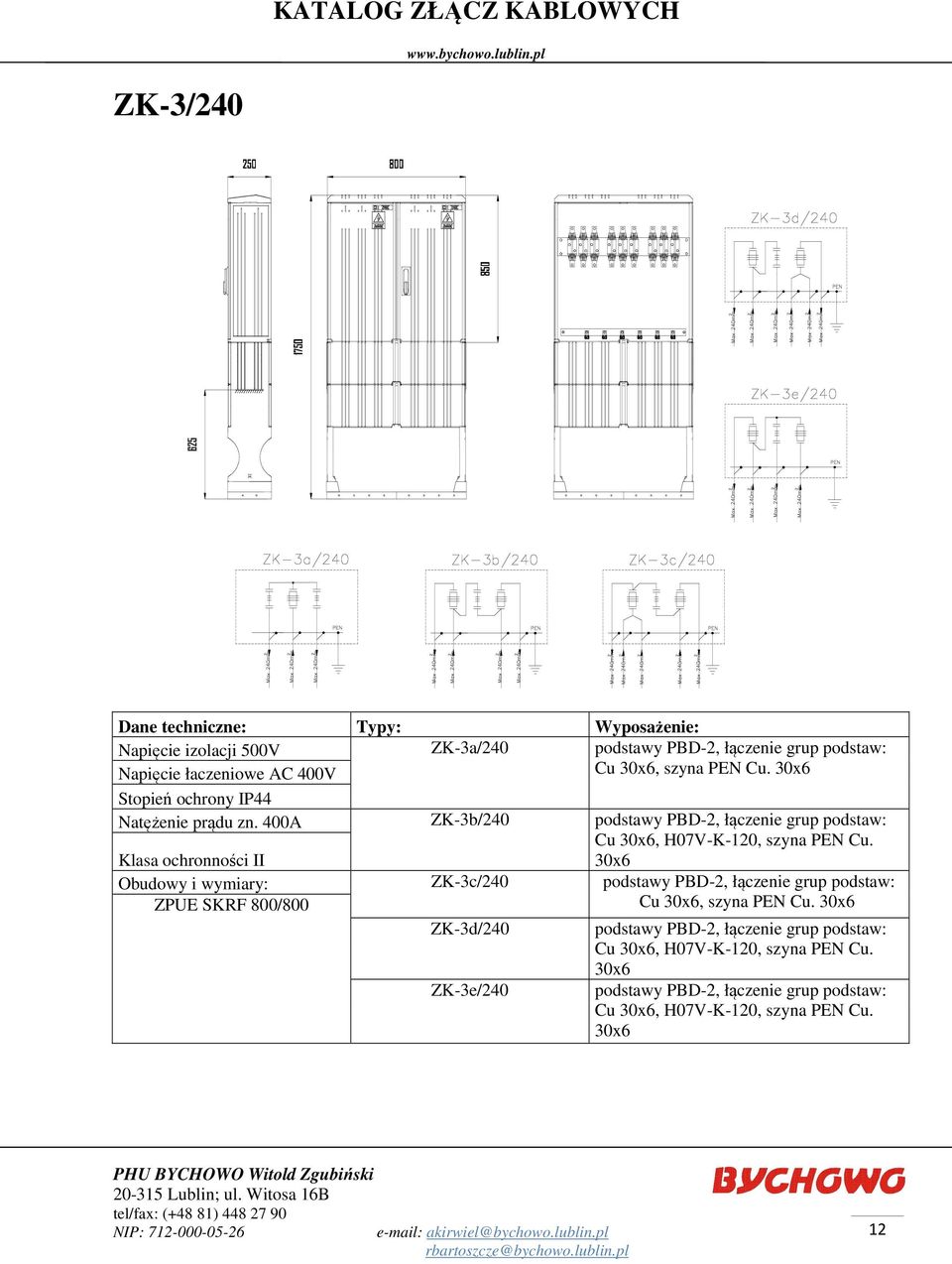 30x6 ZK-3c/240 podstawy PBD-2, łączenie grup podstaw: ZPUE SKRF 800/800 Cu 30x6, szyna PEN Cu.
