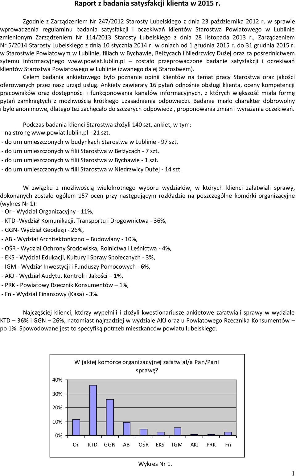 , Zarządzeniem Nr 5/2014 Starosty Lubelskiego z dnia 10 stycznia 2014 r. w dniach od 1 grudnia 2015 r. do 31 grudnia 2015 r.