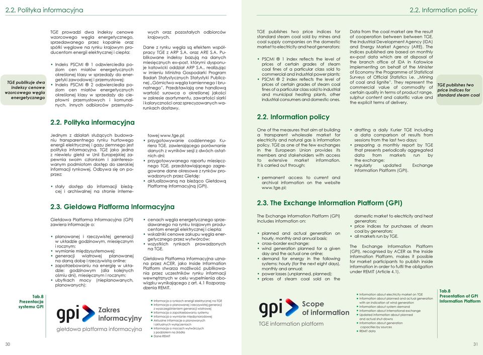 2. Polityka informacyjna Jednym z działań służących budowaniu transparentnego rynku hurtowego energii elektrycznej i gazu ziemnego jest polityka informacyjna.