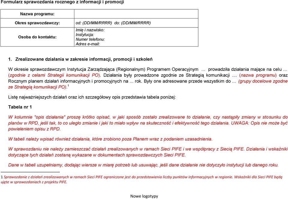 .. prowadziła działania mające na celu (zgodnie z celami Strategii komunikacji PO). Działania były prowadzone zgodnie ze Strategią komunikacji.