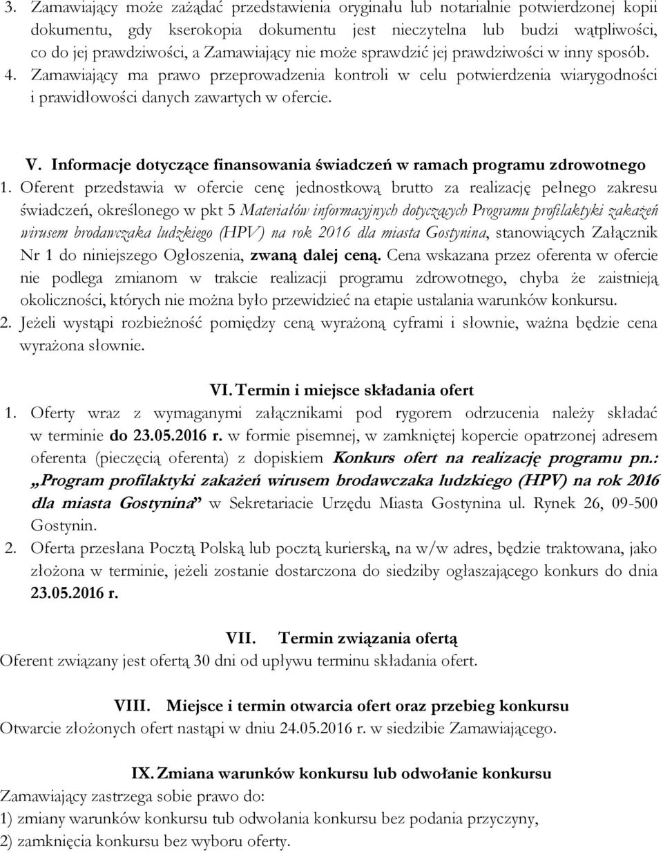 Informacje dotyczące finansowania świadczeń w ramach programu zdrowotnego 1.