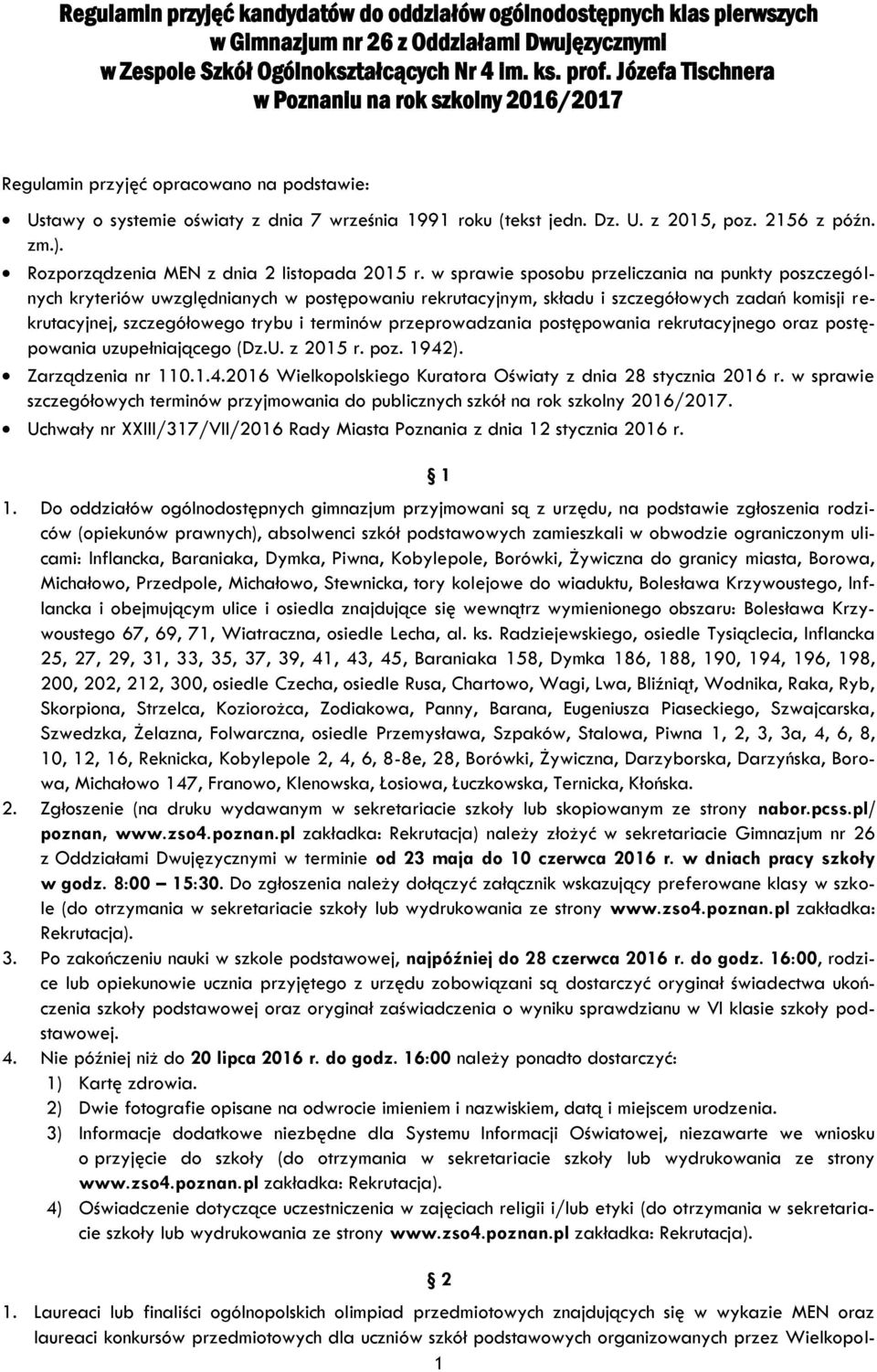). Rozporządzenia MEN z dnia 2 listopada 2015 r.