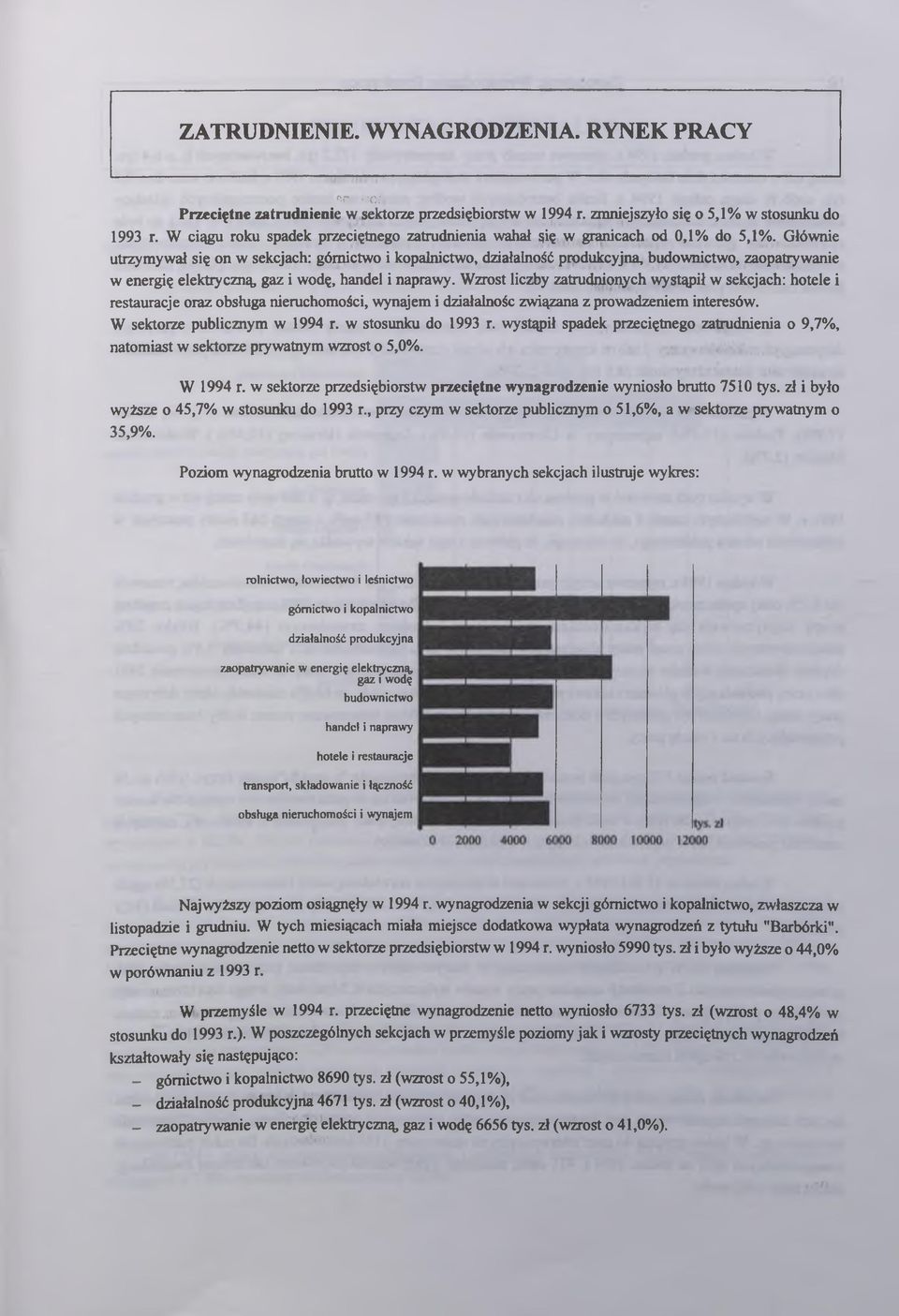 Głównie utrzymywł się on w sekcjch: górnictwo i koplnictwo, dziłlność produkcyjn, udownictwo, zoptrywnie w energię elektryczną, gz i wodę, hndel i nprwy.