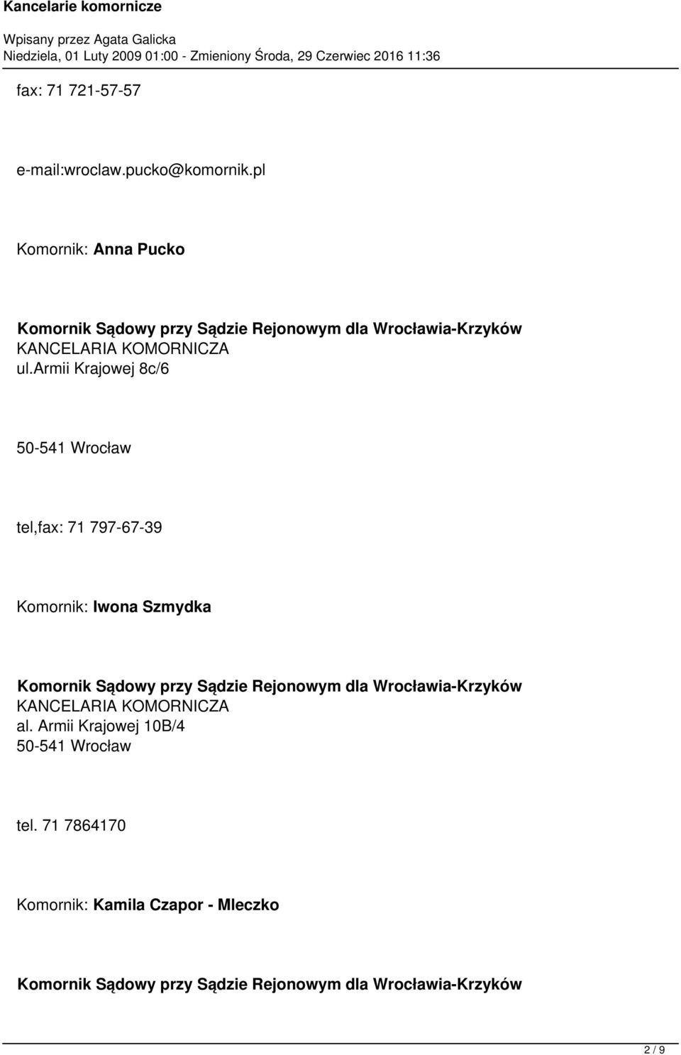 armii Krajowej 8c/6 50-541 Wrocław tel,fax: 71 797-67-39