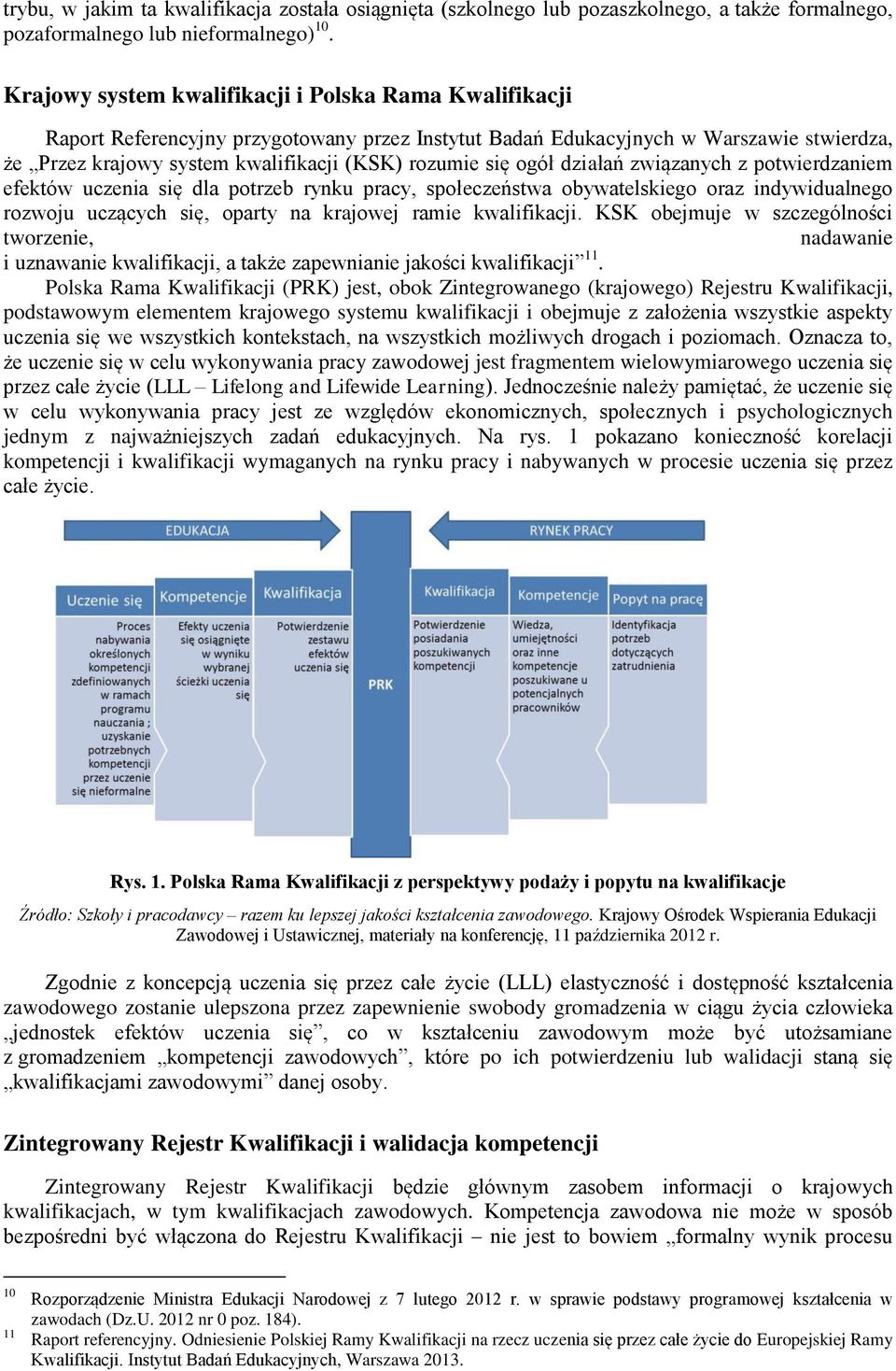 ogół działań związanych z potwierdzaniem efektów uczenia się dla potrzeb rynku pracy, społeczeństwa obywatelskiego oraz indywidualnego rozwoju uczących się, oparty na krajowej ramie kwalifikacji.