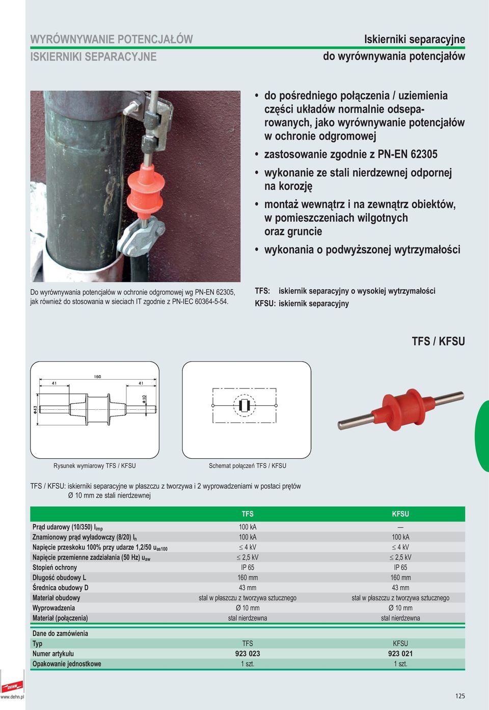 podwyższonej wytrzymałości Do wyrównywania potencjałów w ochronie odgromowej wg PN-EN 62305, jak również do stosowania w sieciach IT zgodnie z PN-IEC 60364-5-54.
