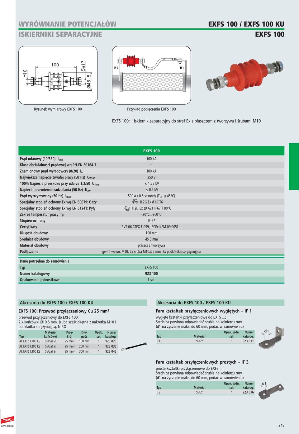 Napięcie przeskoku przy udarze 1,2/50 U rimp 1,25 kv Napięcie przemienne zadziałania (50 Hz) U aw 0,5 kv Prąd wytrzymywany (50 Hz) I max 500 A / 0,5 sekundy (T U: 45 C) Specjalny stopień ochrony Ex
