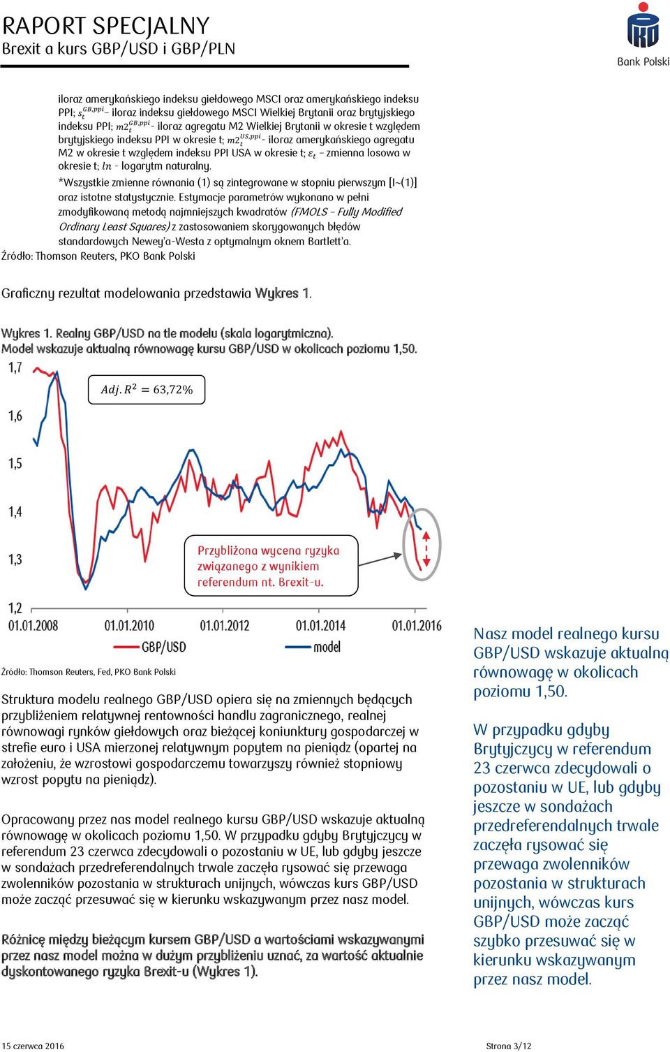 okresie t; ln - logarytm naturalny. *Wszystkie zmienne równania (1) są zintegrowane w stopniu pierwszym [I~(1)] oraz istotne statystycznie.