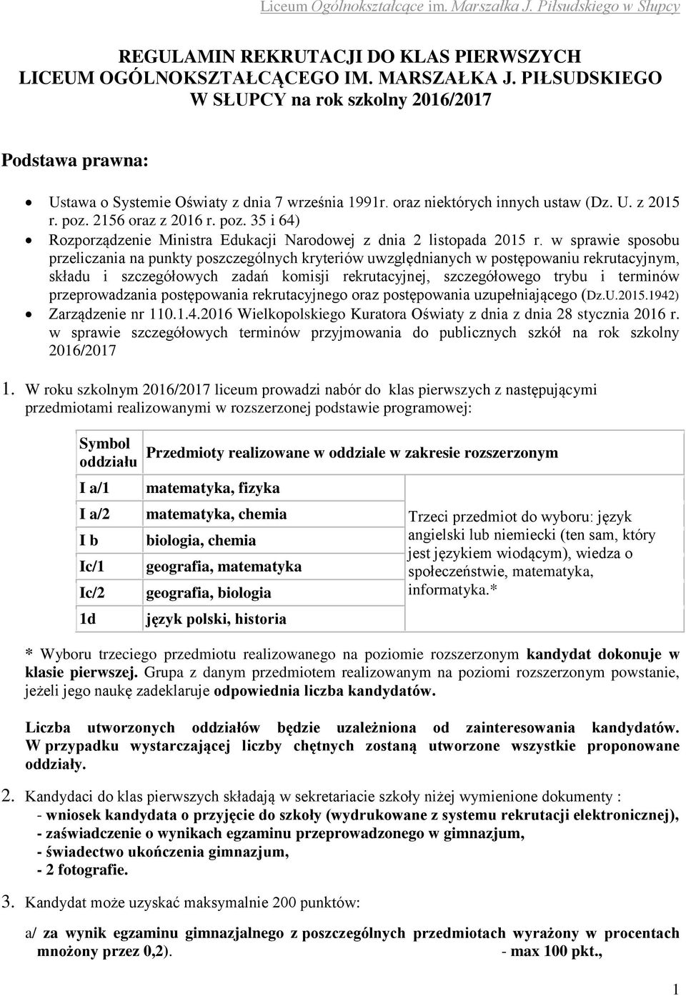 2156 oraz z 2016 r. poz. 35 i 64) Rozporządzenie Ministra Edukacji Narodowej z dnia 2 listopada 2015 r.