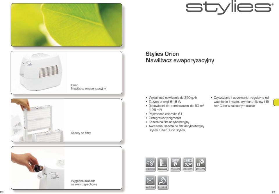 filtr antybakteryjny Stylies, Silver Cube Stylies Czyszczenie i utrzymanie: regularne odwapnianie i mycie, wymiana filtrów i Silver Cube w zalecanym