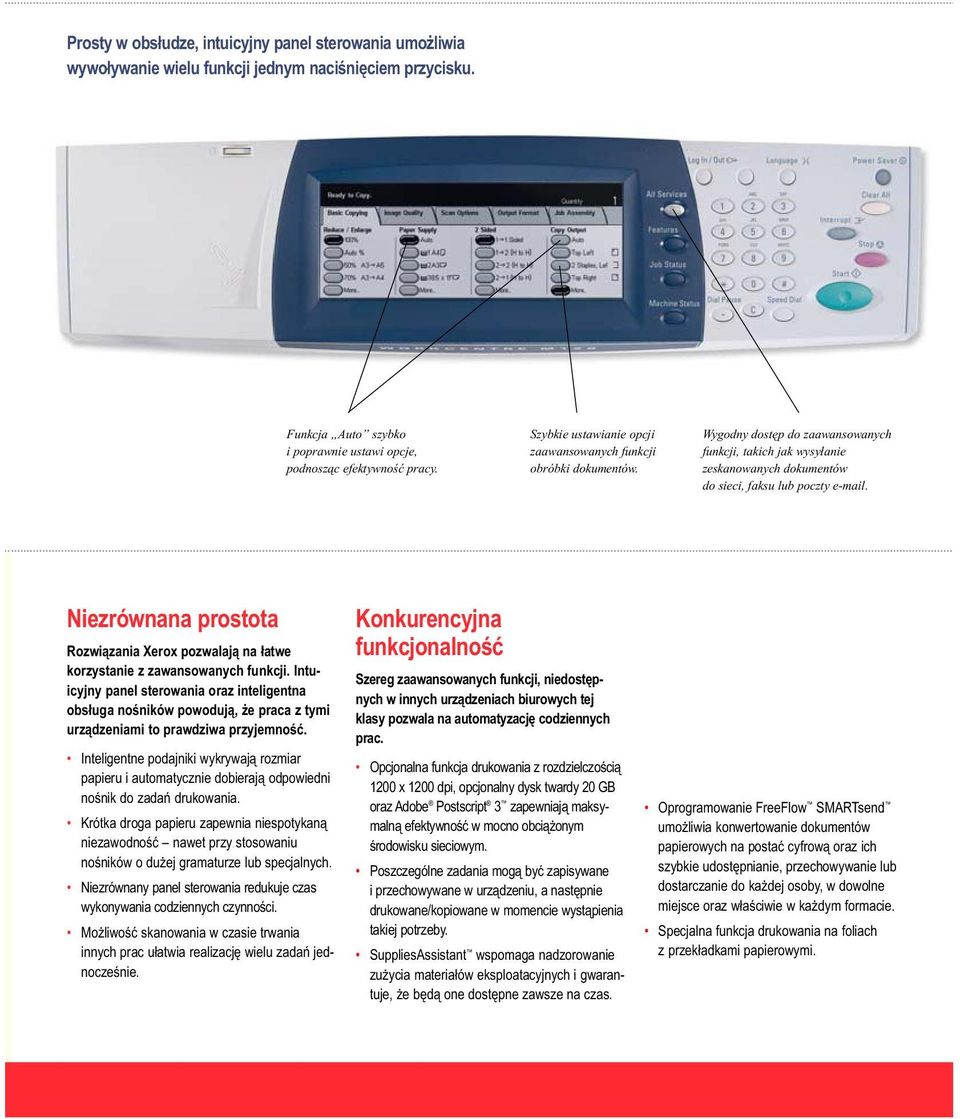 Niezrównana prostota Rozwiązania Xerox pozwalają na łatwe korzystanie z zawansowanych funkcji.