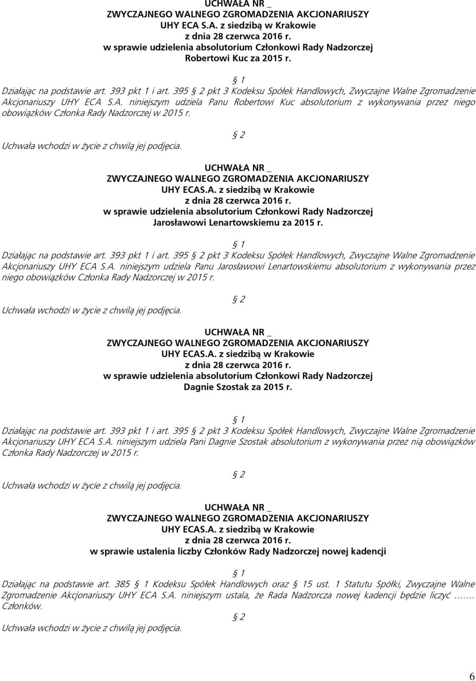 Działając na podstawie art. 393 pkt 1 i art. 395 pkt 3 Kodeksu Spółek Handlowych, Zwyczajne Walne Zgromadzenie Ak