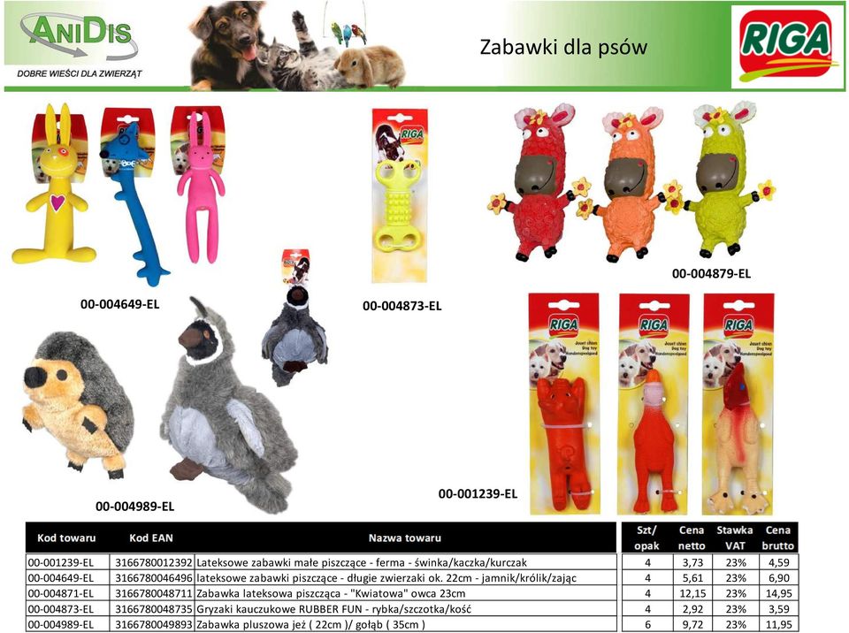 22cm - jamnik/królik/zając 4 5,61 23% 6,90 00-004871-EL 3166780048711 Zabawka lateksowa piszcząca -"Kwiatowa" owca 23cm 4 12,15 23% 14,95