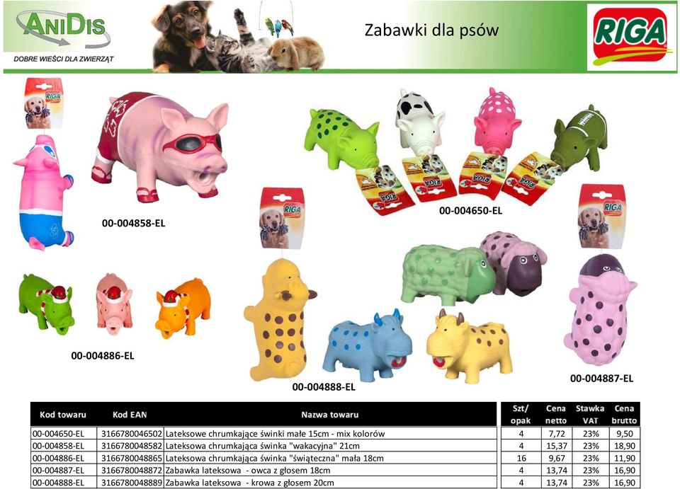 18,90 00-004886-EL 3166780048865 Lateksowa chrumkająca świnka "świąteczna" mała 18cm 16 9,67 23% 11,90 00-004887-EL 3166780048872