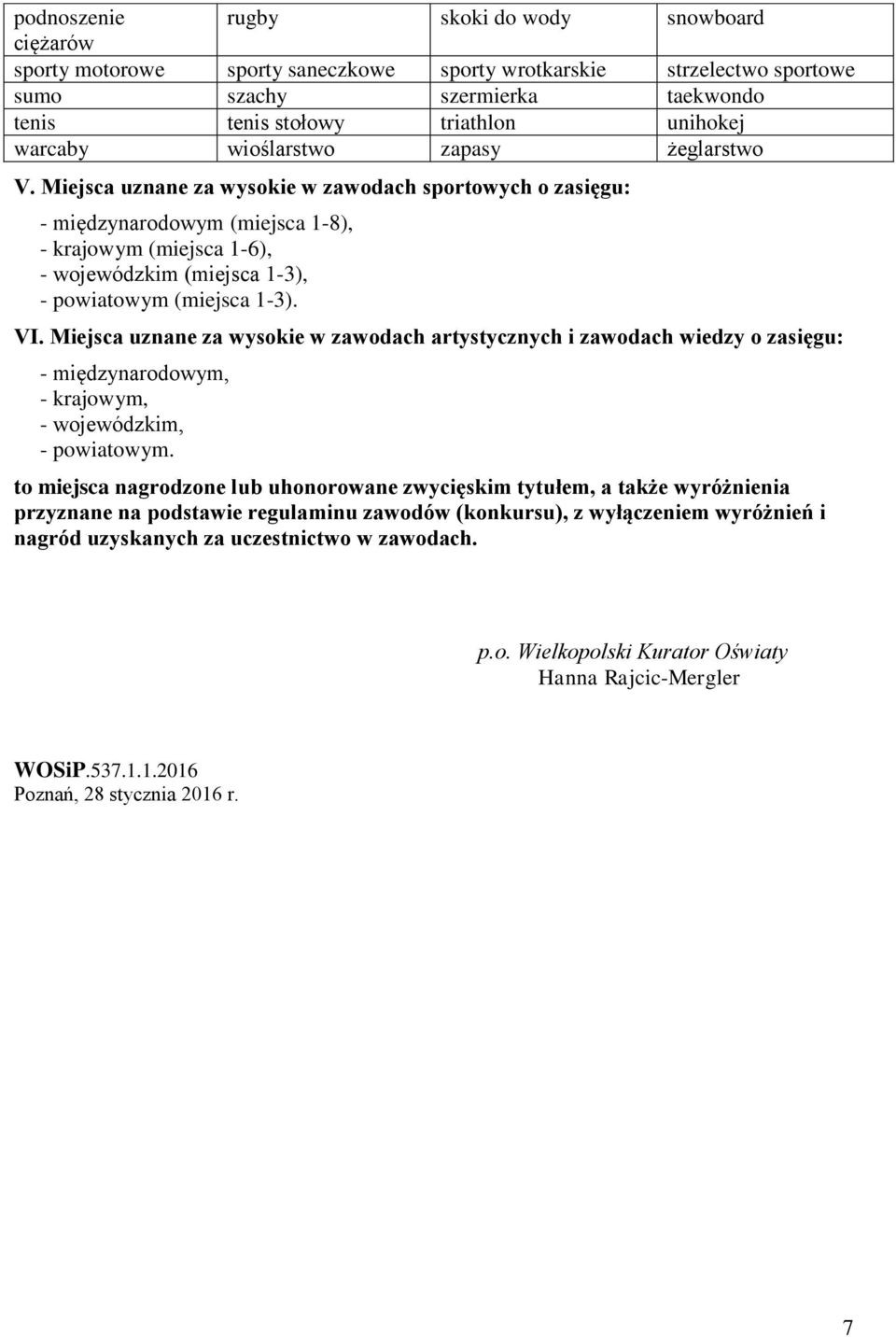 Miejsca uznane za wysokie w zawodach artystycznych i zawodach wiedzy o zasięgu: - m, - m, - m, - powiatowym.