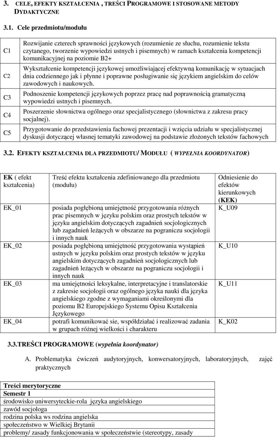 kompetencji komunikacyjnej na poziomie B2+ Wykształcenie kompetencji językowej umożliwiającej efektywną komunikację w sytuacjach dnia codziennego jak i płynne i poprawne posługiwanie się językiem