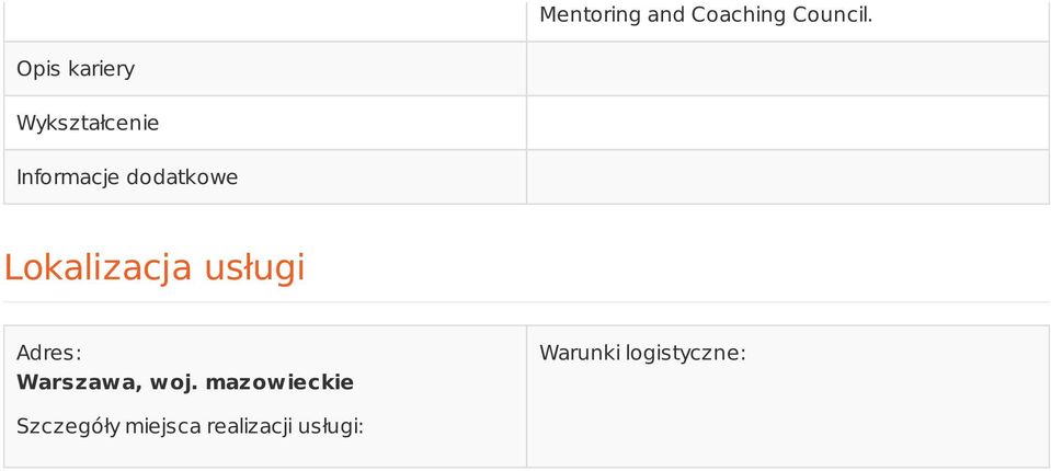 Lokalizacja usługi Adres: Warszawa, woj.