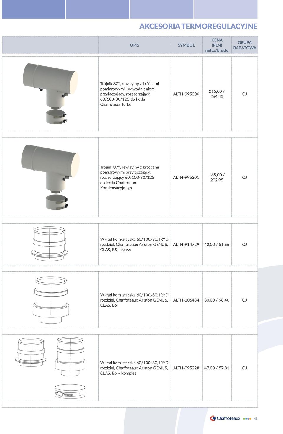 60/100-80/125 do kotła Chaffoteux Kondensacyjnego ALTH-995301 165,00 / 202,95 CLAS, BS zasys