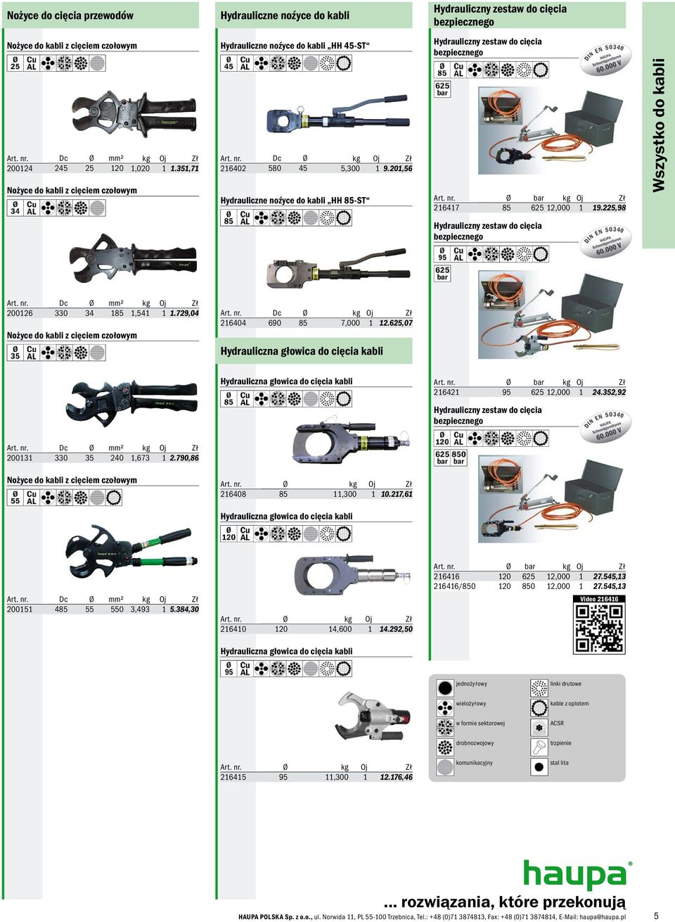 225,98 Wszystko do kabli Hydrauliczny zestaw do cięcia bezpiecznego Ø mm² 200126 330 34 185 1,541 1 1.729,04 Nożyce do kabli z cięciem czołowym Ø 216404 690 85 7,000 1 12.