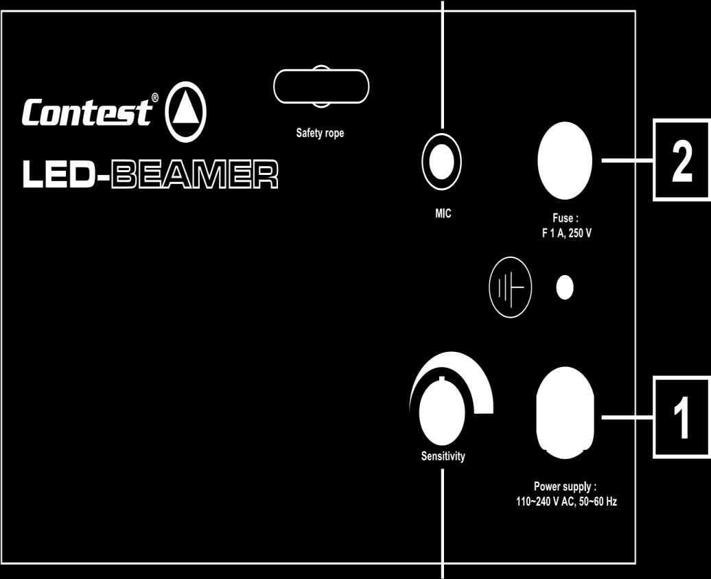 P LED-BEAMER - Derby 2 LED x 9W trójkolorowy zawieszenia) o udźwigu 10-krotnie wyższym od wagi reflektora LED-BEAMER. Zaleca się aby montaż urządzenia był wykonany przez osobę wykwalifikowaną.