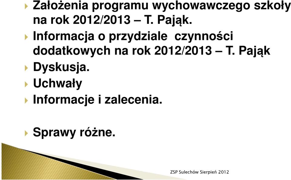 Informacja o przydziale czynności dodatkowych na