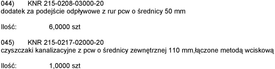 045) KNR 215-0217-02000-20 czyszczaki kanalizacyjne