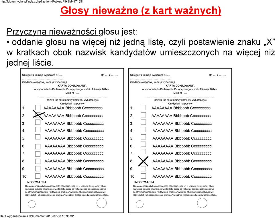 ... (nazwa lub skrót nazwy komitetu wyborczego) Kandydaci na posłów 1. AAAAAAAA Bbbbbbb Cccccccccc 2. AAAAAAAA Bbbbbbb Cccccccccc 3. AAAAAAAA Bbbbbbb Cccccccccc 4. AAAAAAAA Bbbbbbb Cccccccccc 5.