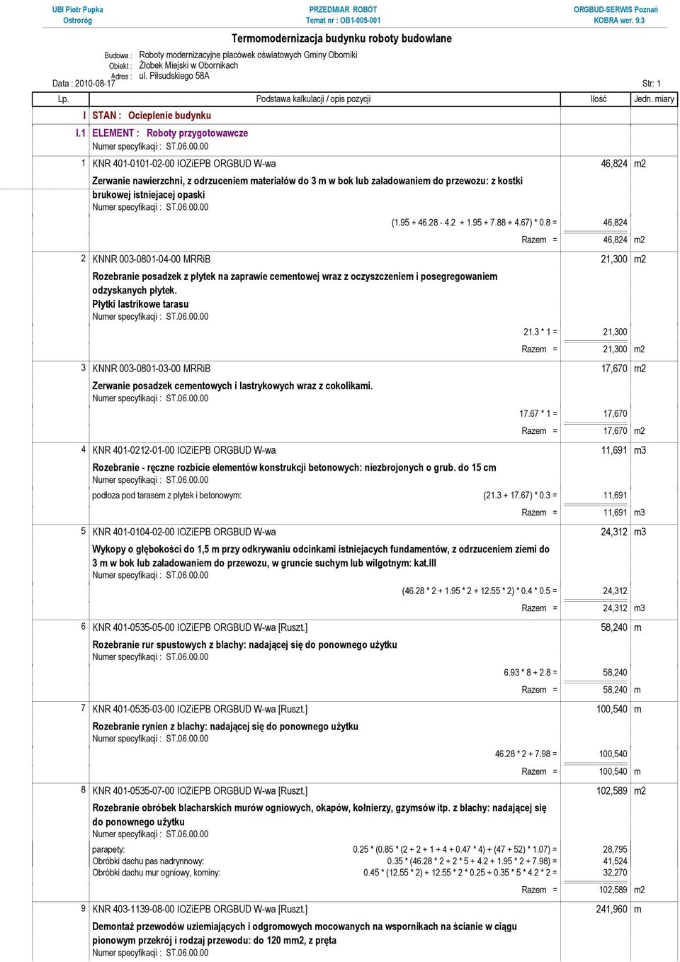 istniejacej opaski (1.95 + 46.28-4.2 + 1.95 + 7.88 + 4.67) * 0.