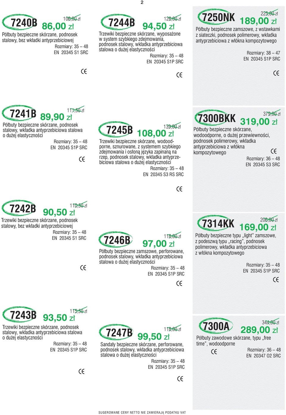 podnosek polimerowy, wk adka antyprzebiciowa z w ókna kompozytowego 38 47 EN 20345 S1P SRC 7241B 89,90 z 111,50 z Pó buty bezpieczne skórzane, podnosek stalowy, wk adka antyprzebiciowa stalowa o du