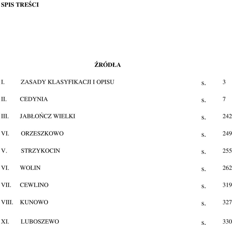 ORZESZKOWO s. 249 V. STRZYKOCIN s. 255 VI. WOLIN s.