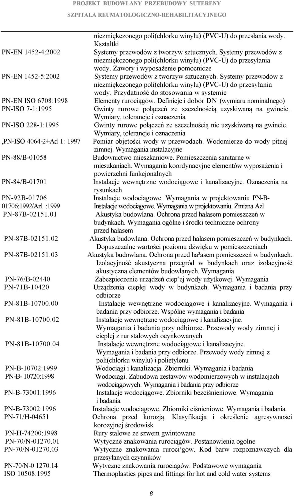 04 PN-B-10702:1999 PN-B- 10720:1998 PN-B-73001:1996 PN-B-73002:1996 PN-71/H-04651 PN-H-74200:1998 PN-70/N-01270.01 PN-70/N-01270.03 PN-70/N-0 1270.