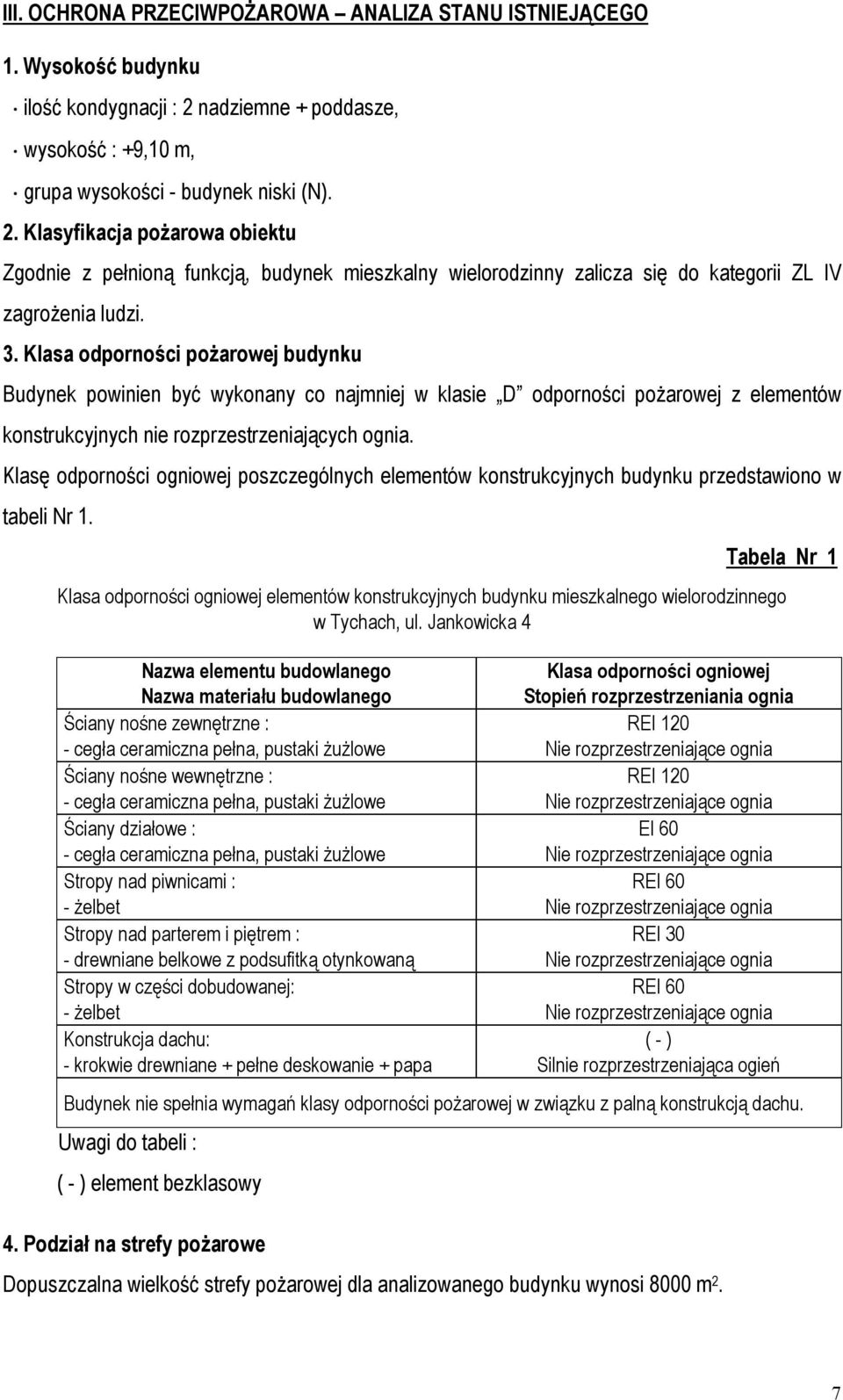 Klasyfikacja pożarowa obiektu Zgodnie z pełnioną funkcją, budynek mieszkalny wielorodzinny zalicza się do kategorii ZL IV zagrożenia ludzi. 3.