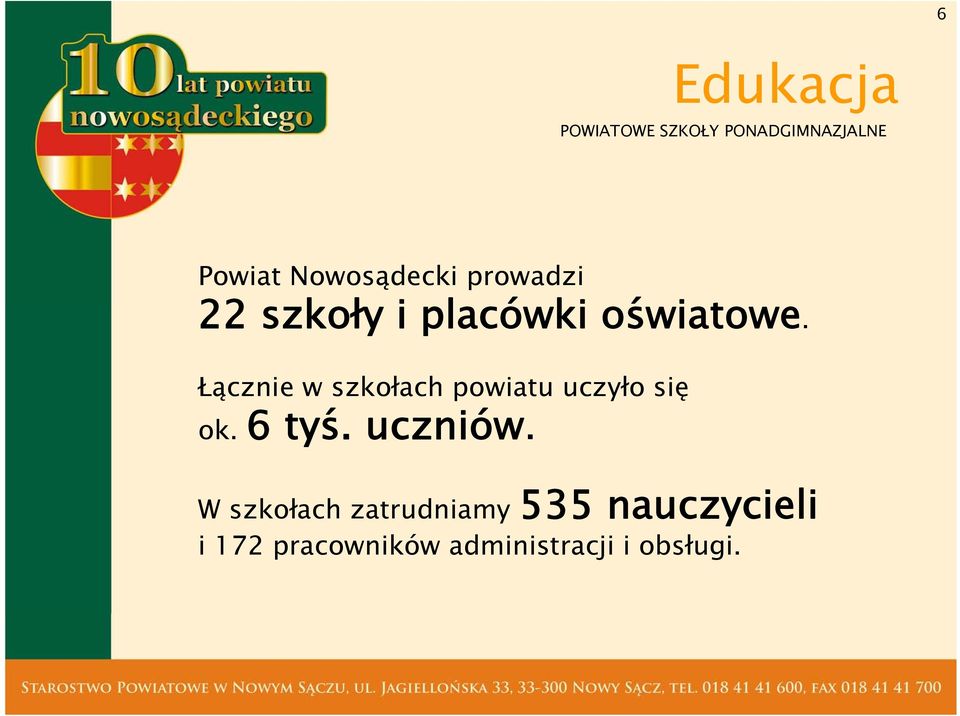 Łącznie w szkołach powiatu uczyło się ok. 6 tyś. uczniów.