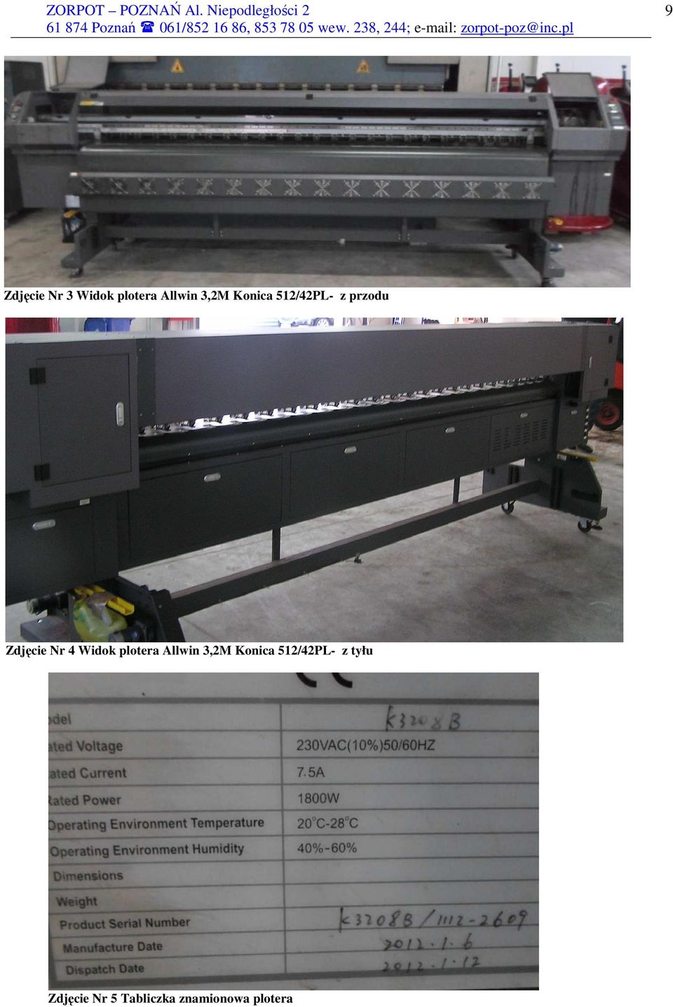 Widok plotera Allwin 3,2M Konica 512/42PL-