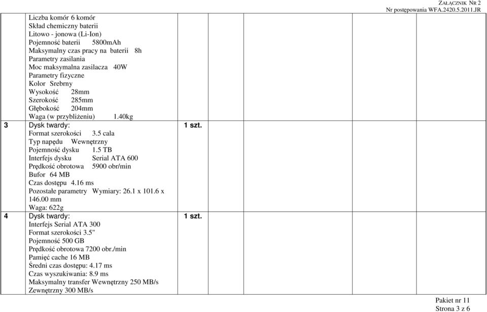 5 TB Interfejs dysku Serial ATA 600 Prędkość obrotowa 5900 obr/min Bufor 64 MB Czas dostępu 4.16 ms Pozostałe parametry Wymiary: 26.1 x 101.6 x 146.