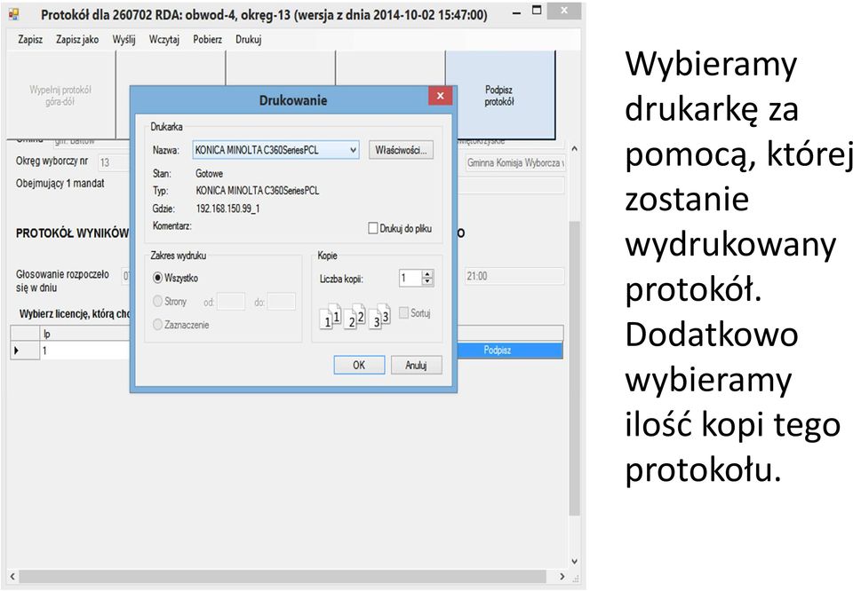 wydrukowany protokół.