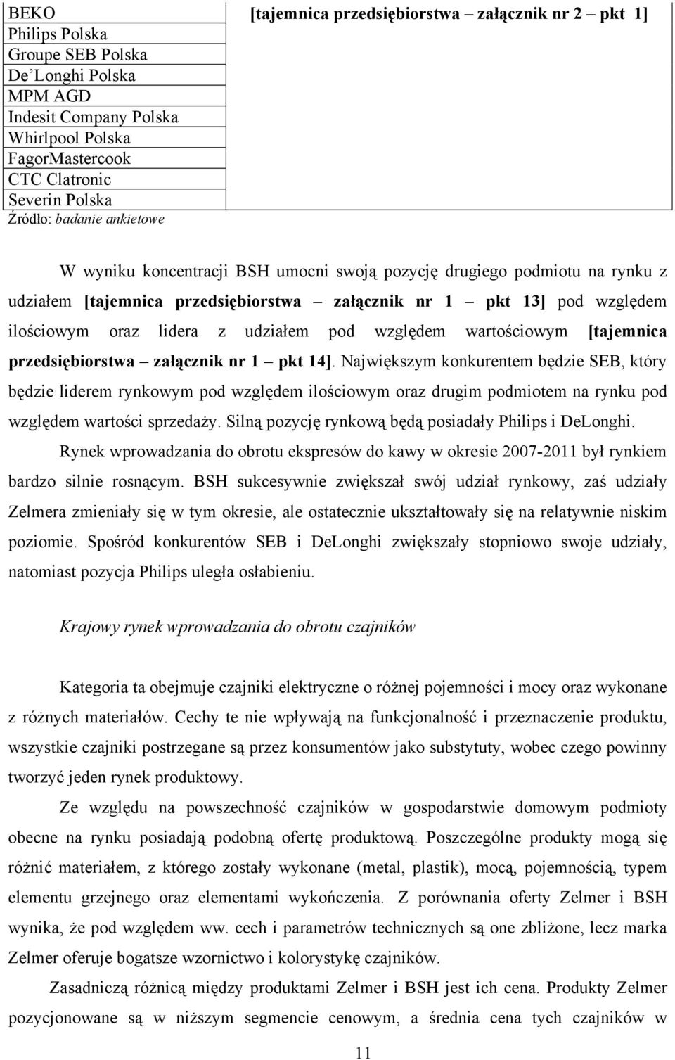 udziałem pod względem wartościowym [tajemnica przedsiębiorstwa załącznik nr 1 pkt 14].