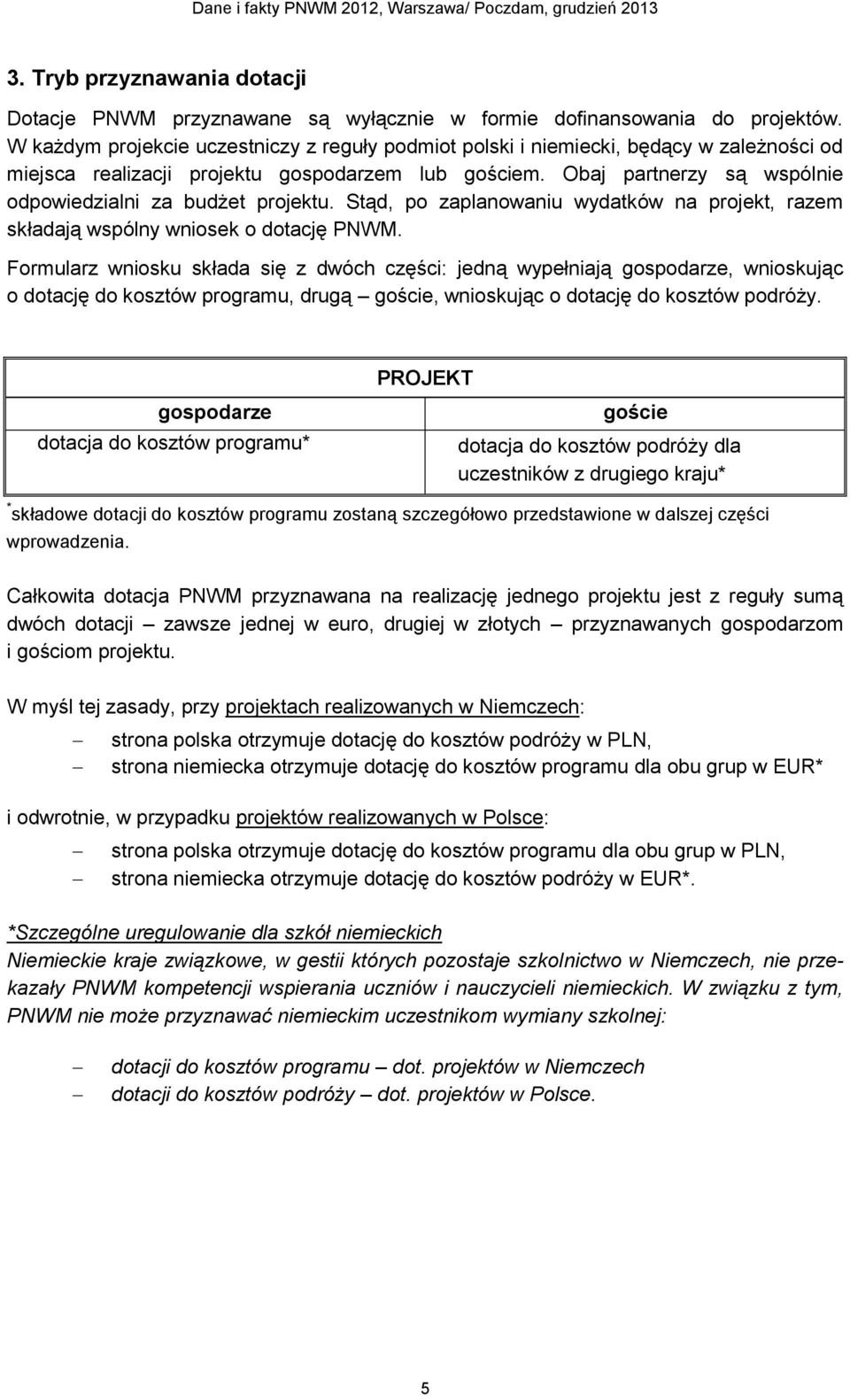 Obaj partnerzy są wspólnie odpowiedzialni za budżet projektu. Stąd, po zaplanowaniu wydatków na projekt, razem składają wspólny wniosek o dotację PNWM.