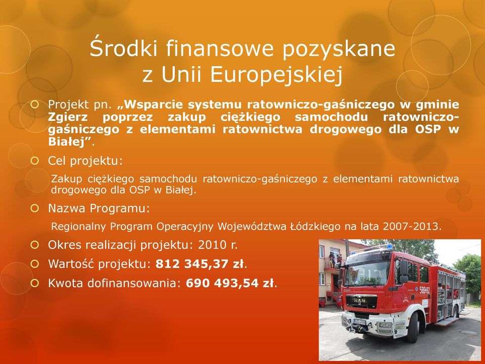 elementami ratownictwa drogowego dla OSP w Białej.