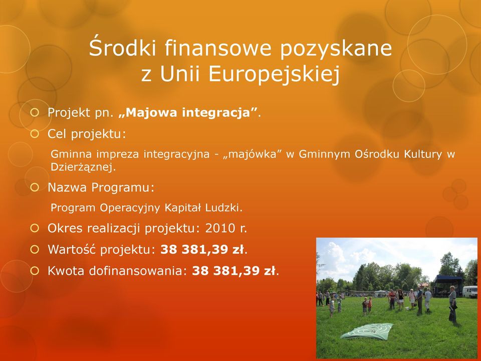 Kultury w Dzierżąznej. Program Operacyjny Kapitał Ludzki.