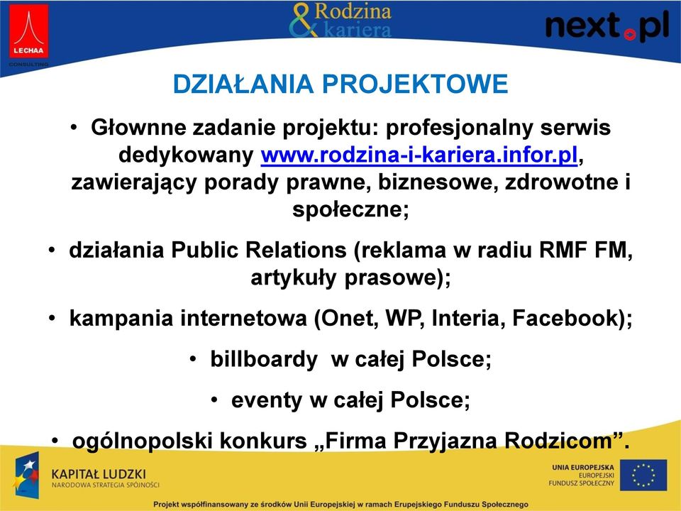 pl, zawierający porady prawne, biznesowe, zdrowotne i społeczne; działania Public Relations