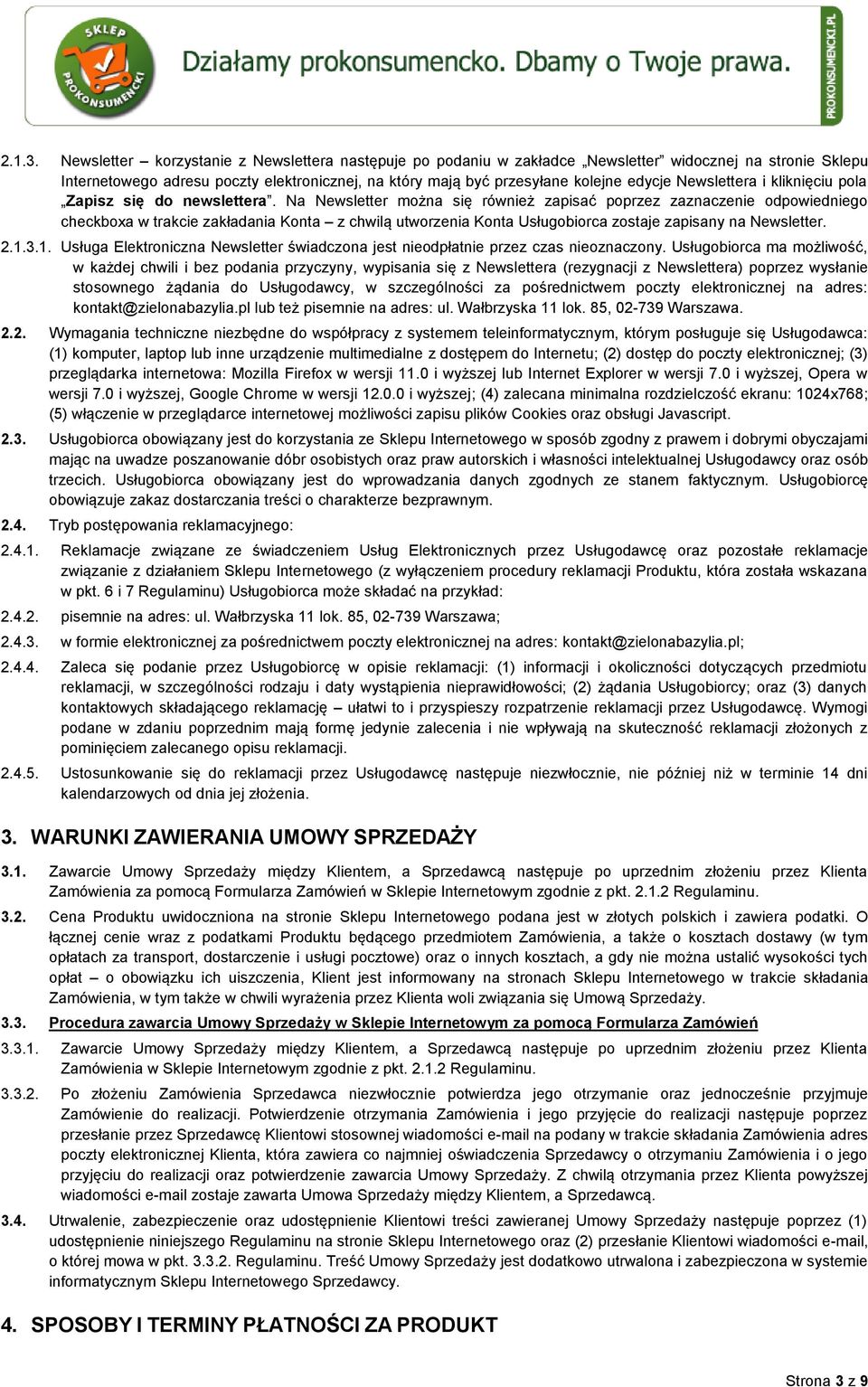 Newslettera i kliknięciu pola Zapisz się do newslettera.