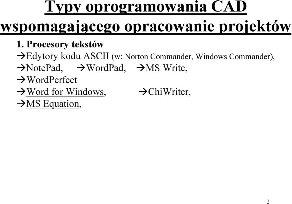 Procesory tekstów Edytory kodu ASCII (w: Norton